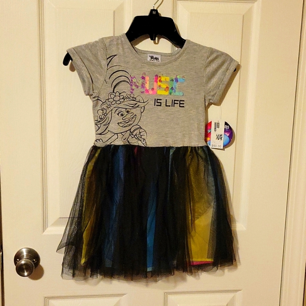 Trolls Gray "Music is Life" Tutu Dress